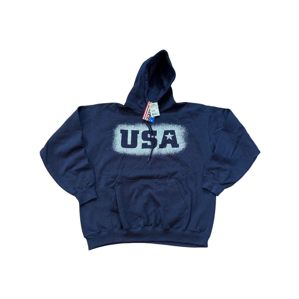Gildan Navy Hoodie with White USA Print